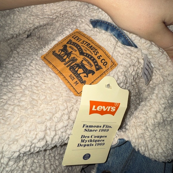Levi's Light Blue Denim Sherpa Jacket - Picture 3 of 5
